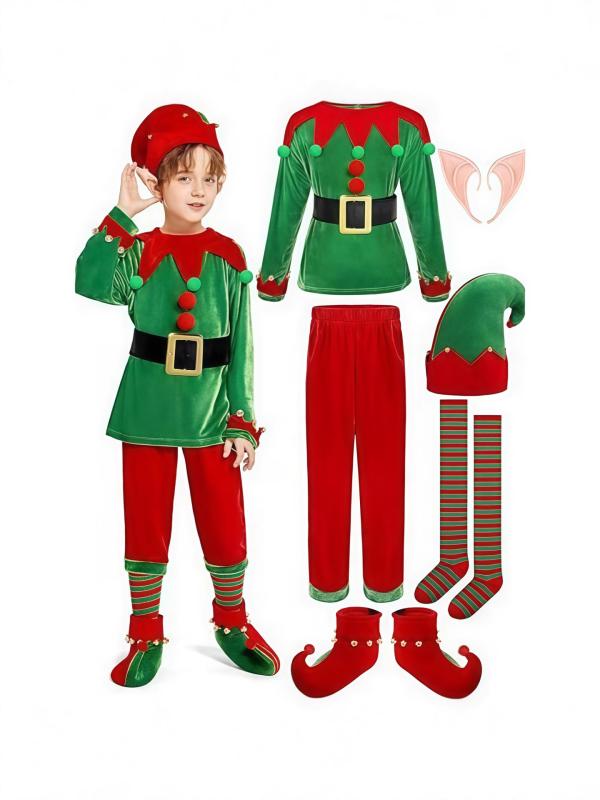 子供用 クリスマス衣装 ワンピースセット クリスマスエルフ衣装 男の子 女の子 サンタ コスプレ衣装 チュール スイート ハロウィン パーティー イベント 舞台