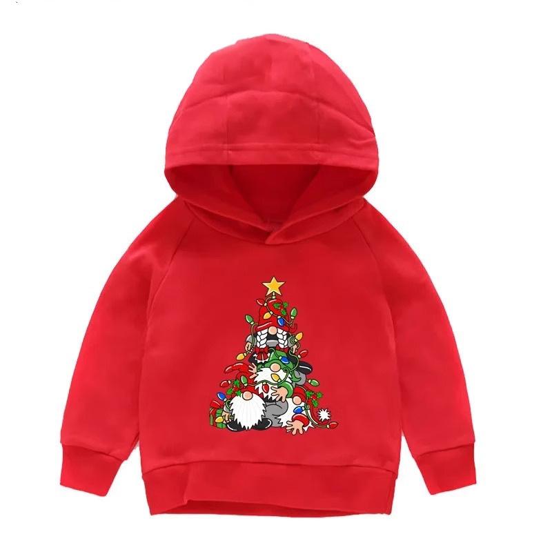キッズ服 子供用パーカー クリスマス サンタクロース プリント 赤色 スウェット トレーナー 長袖 秋冬