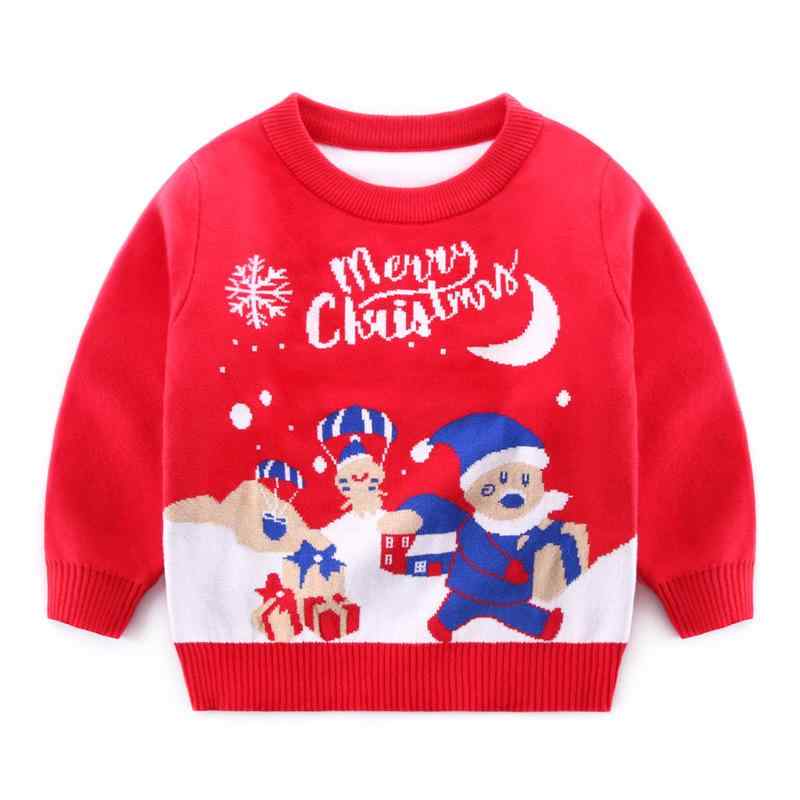 ニット 子供 男児 トップス A類 コットン 秋冬 クリスマス セーター ストライプ アニマル柄 長袖 丸首 90cm 100cm 110cm 120cm 130cm