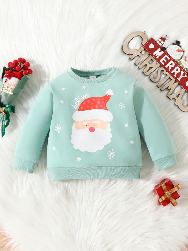 ベビー服 長袖トレーナー クリスマス サンタクロース柄 赤ちゃん 幼児 男の子 女の子 かわいい 春秋 綿65%