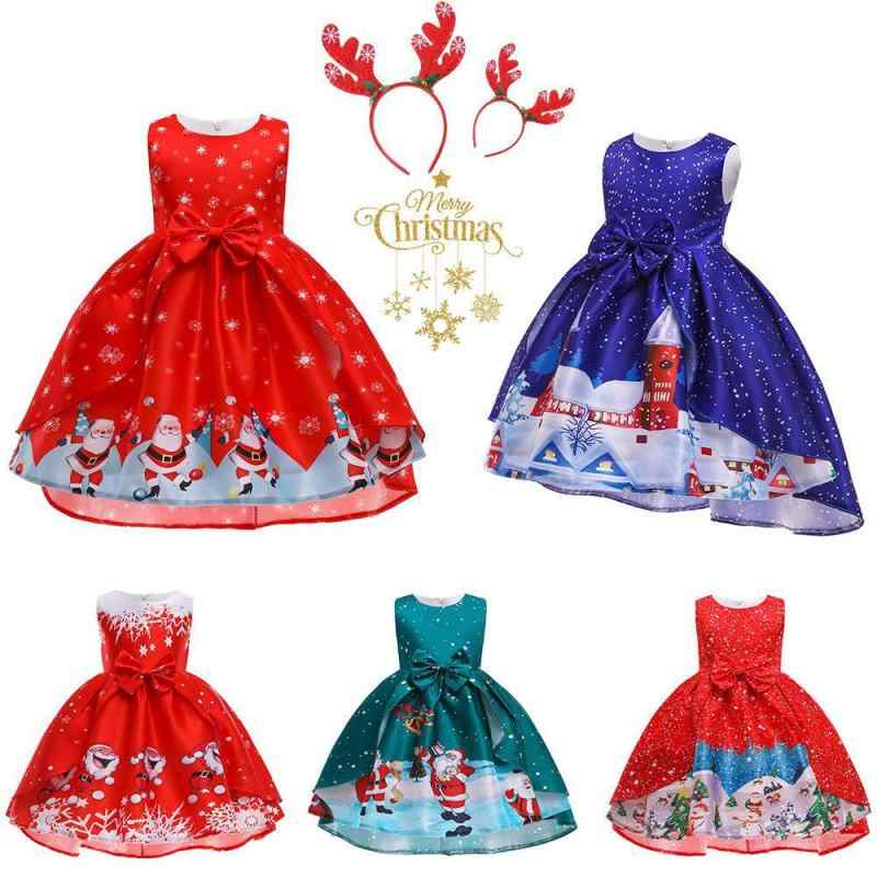 子供用クリスマスドレス 雪柄プリント プリンセススタイル パーティードレス コスチューム コスプレ ハロウィン 発表会 結婚式 100 110 120 130 140 150