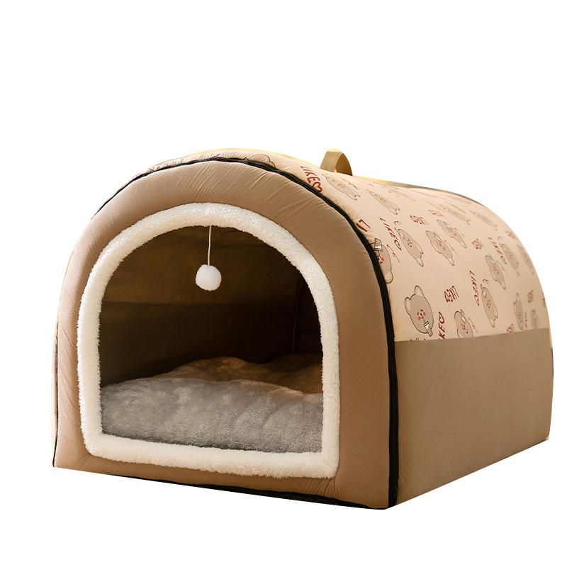 犬小屋 ペットハウス 犬 ベッド 猫 ベッド ハウス ドーム型 室内用 小型犬 中型犬 大型犬 冬 あったか 防寒 保温 洗える 暖かい ふわふわ 柔らかい ポリエステル 綿|Tanzan