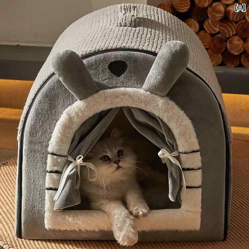 猫ハウス 猫ベッド オールシーズン ペットハウス 小型犬 猫用 隠れ家 ドーム型 洗える 涼感 ぬいぐるみ ラタン あったか クッション付き グレー ブラウン 小熊 麋鹿 大耳鼠 チーズ 7kg 15kg 28kg