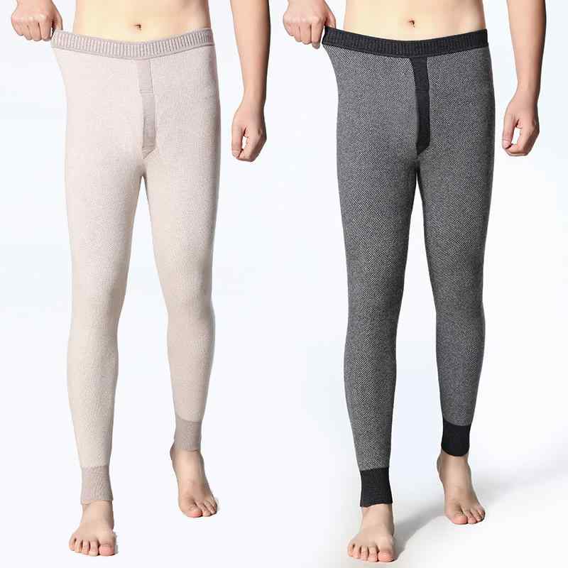 ズボン メンズ 成人男性用 カシミール ズボン下 朦々たる 裏起毛 保温 下着類 秋冬 羊毛 70% 薄墨色 薄墨色 駱駝 あったか