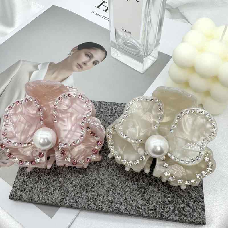 ヘアクリップ レディース 山茶花 ジルコニア 髪留め かわいい おしゃれ 髪飾り ヘアアクセサリー 上品 エレガント まとめ髪 パーティー 結婚式
