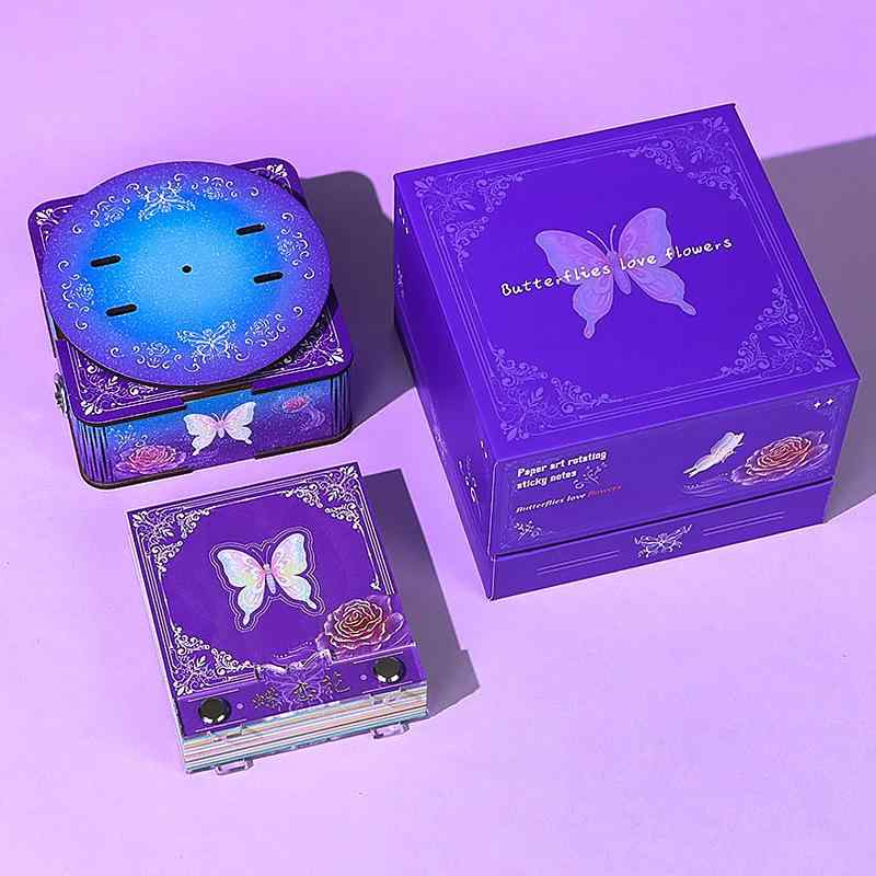 オルゴール 蝶恋花 紙彫り 3D 立体 便箋 メモ帳 卓上 カレンダー ギフト 誕生日 プレゼント かわいい おしゃれ