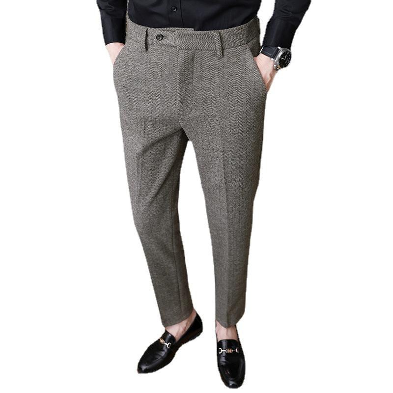 パンツ メンズ 男性用 保温 スラックス ストレート ビジネス カジュアルパンツ 秋冬 伸縮性 防シワ 厚手 裏起毛 あったか 暖か ブラック 黒 ブラウン コーヒー