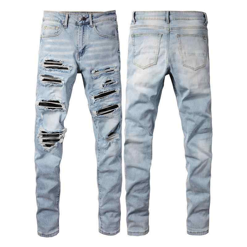 メンズ デニムパンツ ダメージ加工 スリムフィット テーパード ジーンズ パッチワーク ウォッシュ加工 男性用 Gパン ジーパン｜Tanzan