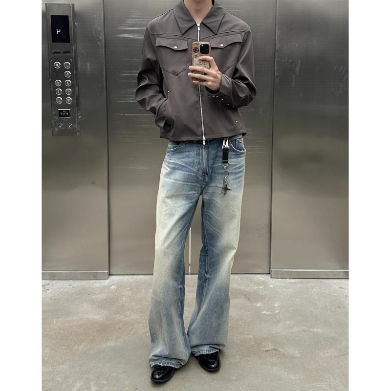ジーンズ 男性用 ウォッシュドブルー ストレート ゆったり デニムパンツ ジーパン 普段使い