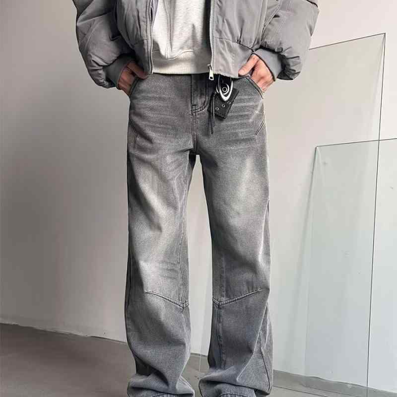 デニム メンズ ストレートジーンズ ウォッシュ加工 ???? デニムパンツ カジュアル アメカジ ジーパン ボトムス パンツ ズボン