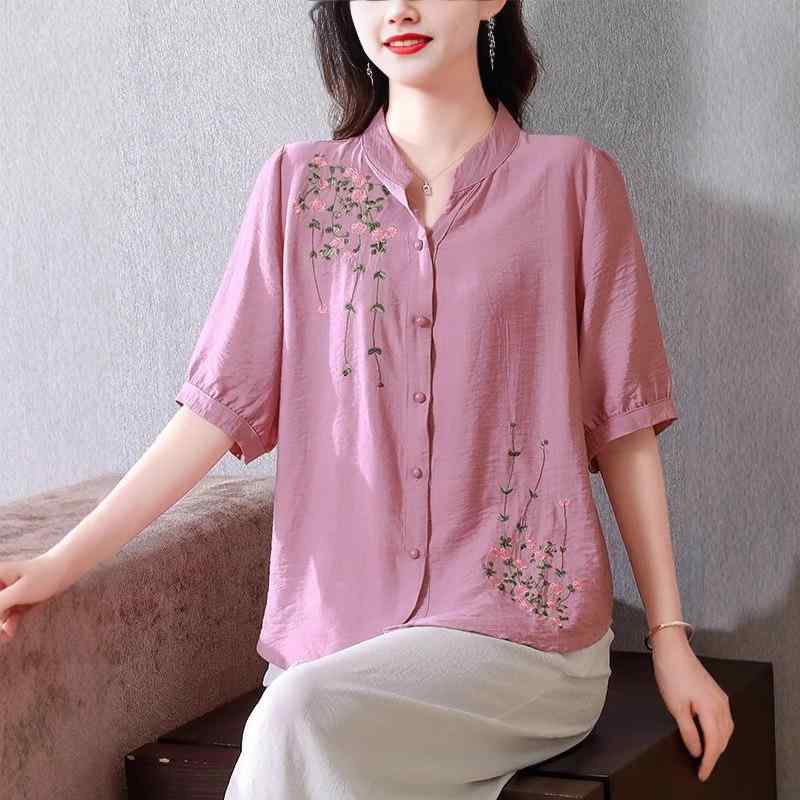 シャツ レディース 半袖 コットン リネン Tシャツ 夏物 ゆったり 体型カバー 大きいサイズ おしゃれ 普段使い ピンク系 ブルー イエロー系