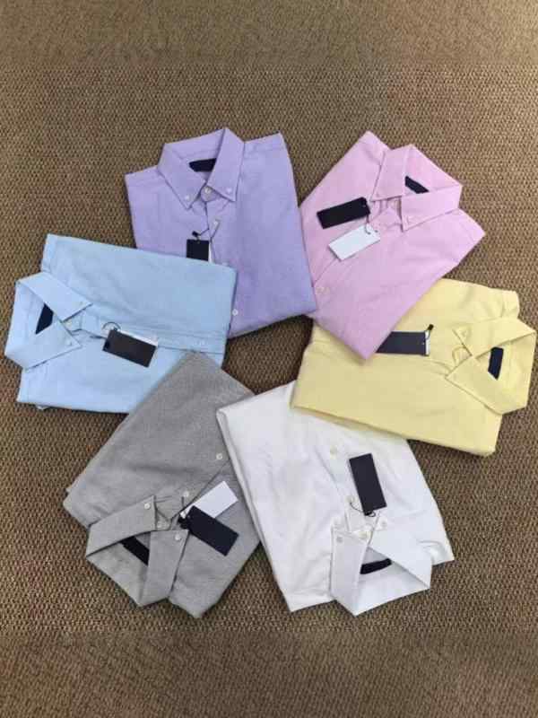 シャツ 男女兼用 小馬 刺繍 オックスフォード コットン ゆったり トップス 普段使い 通勤 通学 長袖 浅灰色