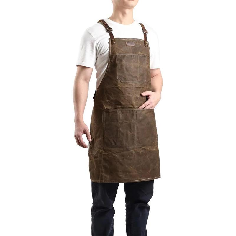 エプロン 男性用 女性用 防水 キャンバス ワークエプロン ガーデニング DIY 料理 カフェ レストラン アウトドア ブラック キャメル