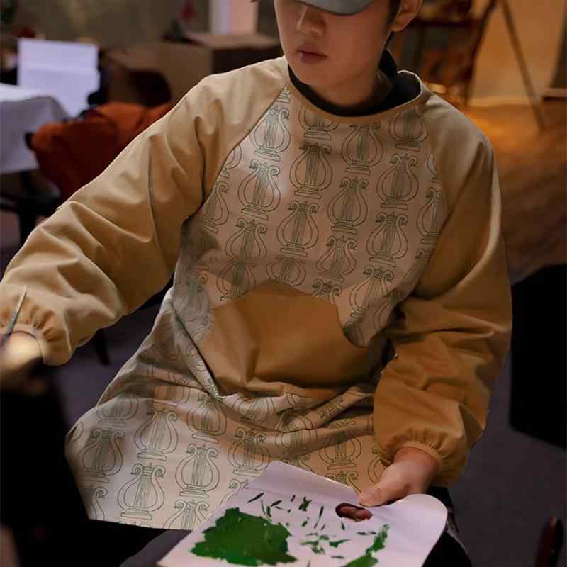 エプロン 女性用 男性用 コットン 防汚 撥水加工 ゆったり ワークエプロン カフェエプロン キッチン 家事 DIY 料理教室 無地 シンプル 落葉色