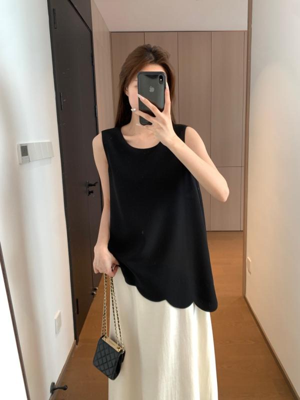 ワンピース レディース 麻 リネン ポリエステル 接触冷感 ノースリーブ ロング丈 ゆったり ラウンドネック 切り替え ギャザー ブラック 黒 春夏 御姐風|Tanzan
