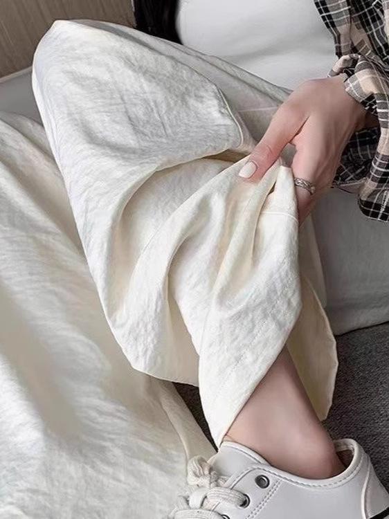 パンツ レディース 大きいサイズ 春夏 薄手 ゆったり リラックス 接触冷感 酢酸 レーヨン ワイドレッグ ロングパンツ 緑色 青色 黒色 杏色 ピンク系 カーキ色 ダークグレー