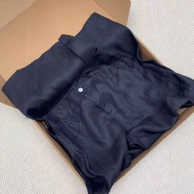 パンツ レディース 高腰 リネン ワイドレッグパンツ 接触冷感 深青色 ゆったり ストレート 薄手 麻混紡 切り替え カジュアル 通勤 ズボン