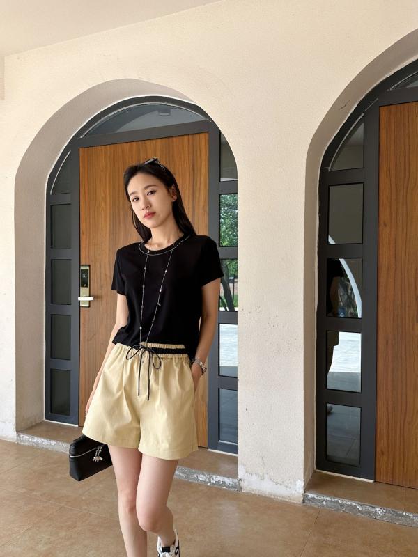 ショートパンツ レディース 麻混 リネン ワイドレッグ ハーフパンツ ウエストゴム ゆったり 接触冷感 薄手 無地 春夏 ホワイト カーキ ブラック
