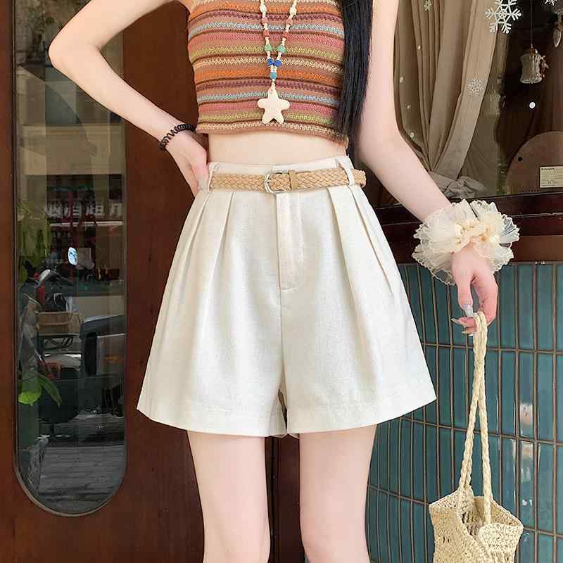ショートパンツ レディース 高見え 麻 リネン ワイドレッグパンツ ゆったり 短パン ハーフパンツ 5分丈パンツ 黒 白 黄色 イージーパンツ 普段使い 通勤 オフィス カジュアル 春夏