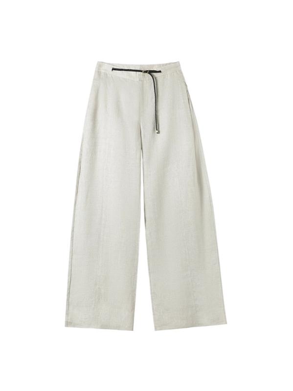 パンツ レディース 天?亜麻 高腰 接触冷感 ワイドレッグパンツ S M L XL XXL ブラック カーキ 麻色 春夏 薄手 伸縮性 通勤 普段使い リラックス