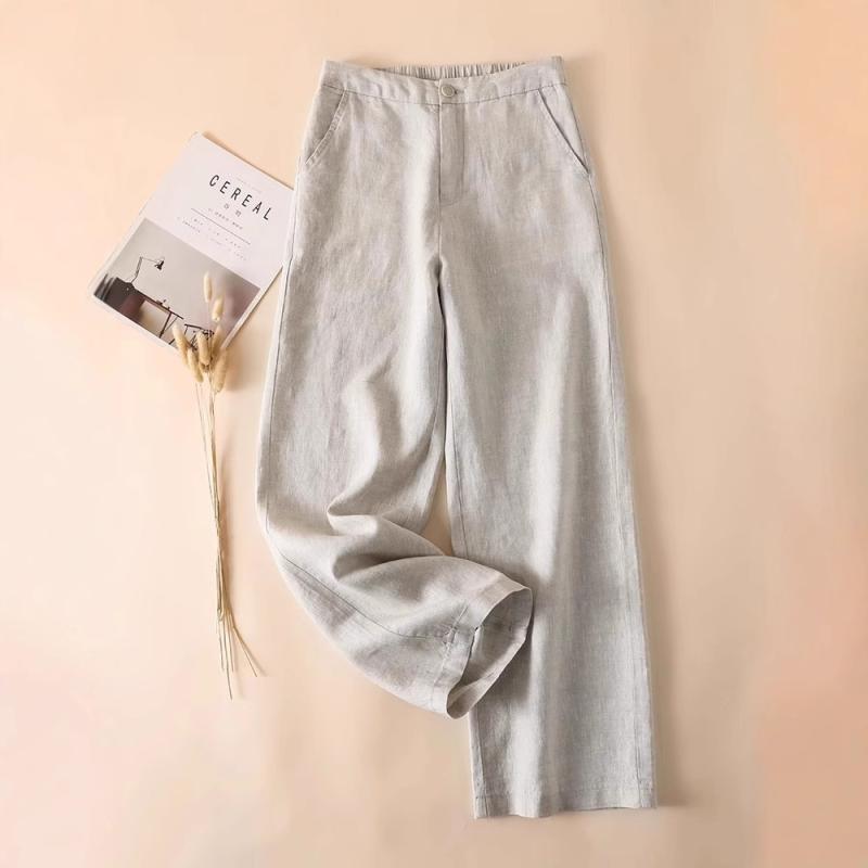 パンツ レディース 麻 ワイドレッグパンツ リネン ストレートパンツ ハイウエスト ゆったり 9分丈 薄手 リラックスパンツ カジュアルパンツ 春夏 秋 リラックス 普段使い