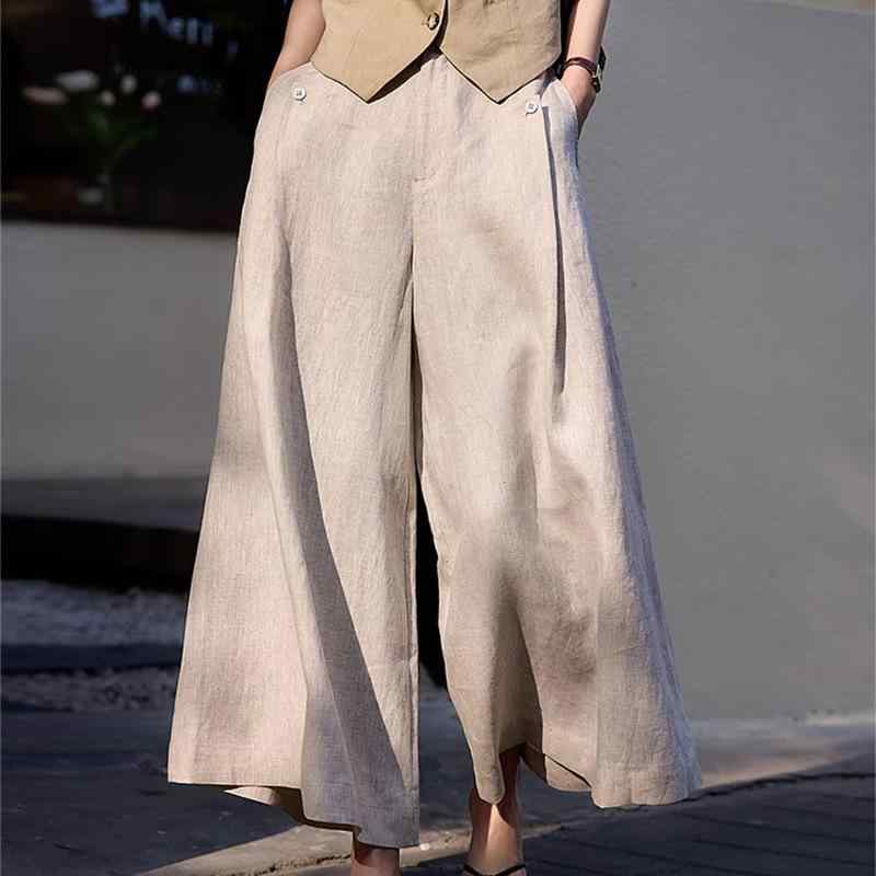 麻 レディース リネン ワイドパンツ ストレートパンツ 9分丈 通気性 ゆったり リラックス カジュアル 通勤 S M L XL 春夏