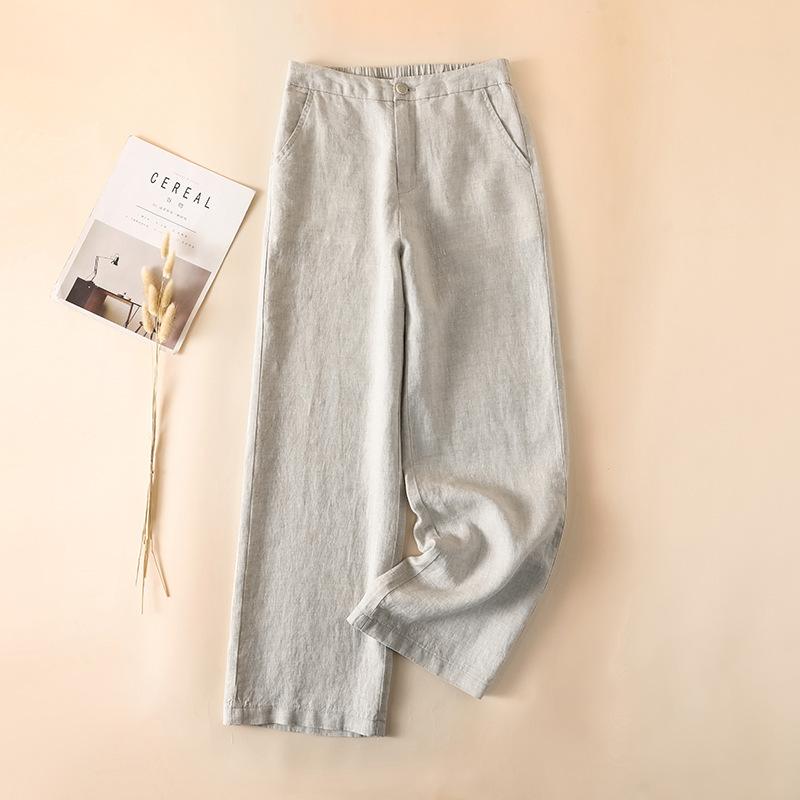 麻 ワイドパンツ レディース 薄手 リネン 涼しい 伸縮性なし 麻100% イージーパンツ ガウチョパンツ 春夏 ナチュラル ウエストゴム ゆったり ストレートパンツ S M L XL 2XL