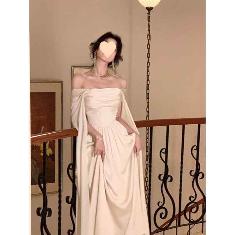 ワンピース レディース 高級感 モダール ノースリーブ ドレス 結婚式 披露宴 パーティー 二次会 お呼ばれ スリット ミモレ丈 Aライン おしゃれ きれいめ ベージュ