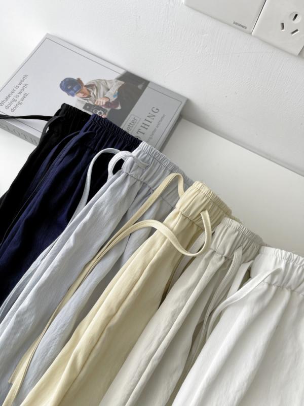 パンツ レディース 婦人服 リラックス ワイドレッグ ストレート イージーパンツ 高見え ボトムス コットン リネン ブレンド 通気性 無地 ブラック デニム ブルー イエロー