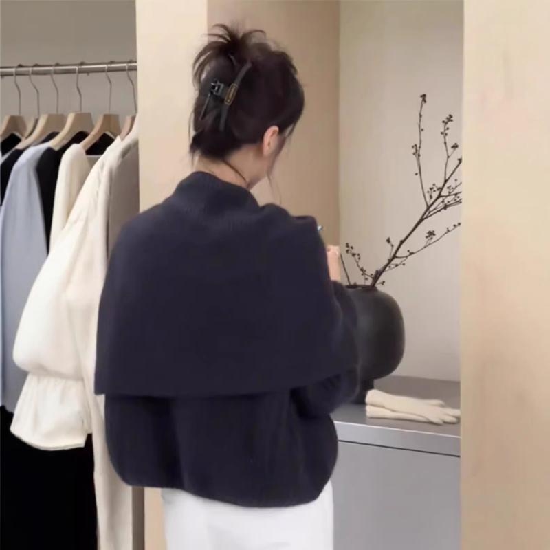 ニット レディース 韓国風 ゆったり 柔らかい 長袖 トップス 秋冬 暖かい 快適 プルオーバー 杏色 紺色