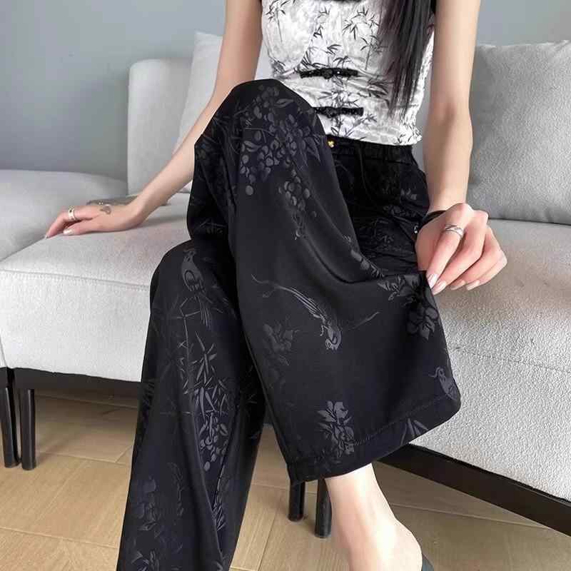 パンツ レディース 高見え ワイドパンツ ゆったり ストレート 接触冷感 薄手 ハイウエスト 黒色 大きいサイズ 快適 普段使い