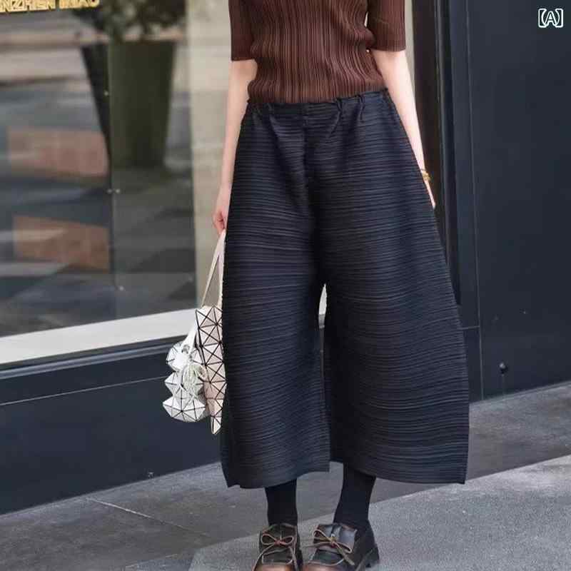 パンツ レディース ポリエステル 9分丈パンツ ワイドパンツ 褶? 伸縮性 直筒パンツ 黒色 黄色 ・稀・汲色 橙色 青色 ゆったり 高見え 高腰 通勤
