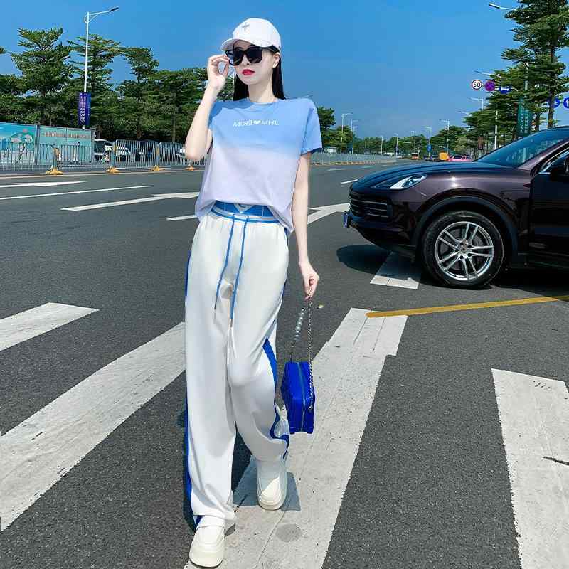 セットアップ レディース 半袖 スポーツ ウェア カジュアル 綿混紡 染め ブルー ピンク系 S M L XL XXL 6,845円