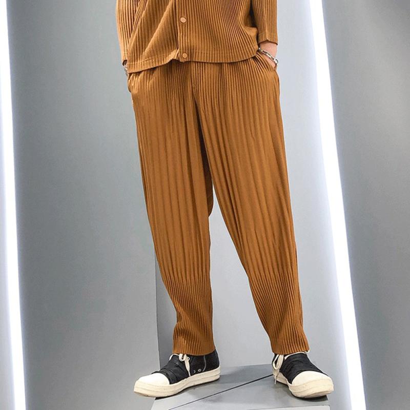 パンツ 男性用 ズボン 9分丈 高腰 伸縮性 ウエスト紐 絞り テーパード サルエルパンツ ハーレムパンツ ライトグレー ブラウン ダークグレー ブルー コーヒー カーキ イエロー グリーン オレンジ レッド ワインレッド ネイビー ホワイト