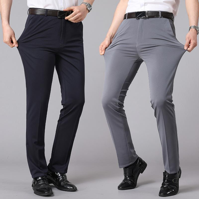 パンツ 男性用 ビジネス カジュアルパンツ スラックス 春夏 薄手 ストレッチ ストレート ズボン 高弾性 形状記憶 紳士服 フォーマル 普段使い 通勤 紺色 黒色 灰色