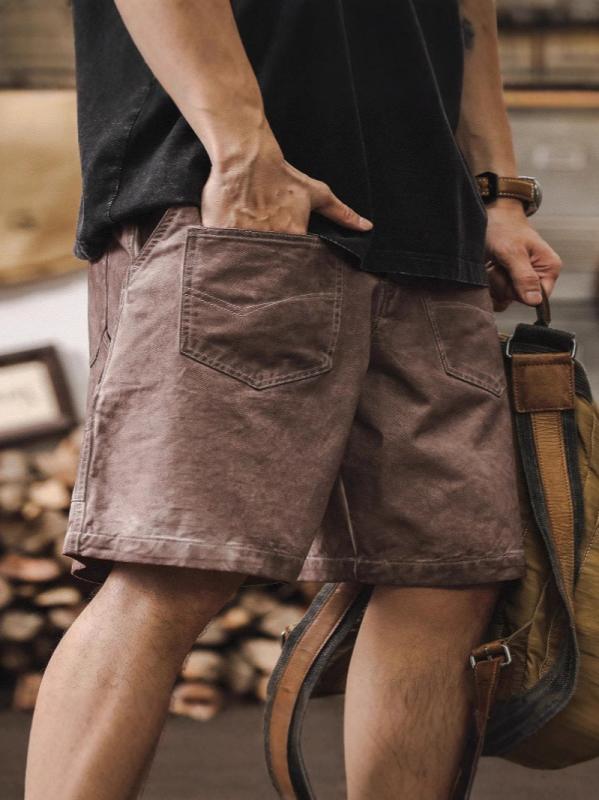 ハーフパンツ メンズ 男性用 デニム ウォッシュ加工 ストレート 5分丈パンツ ミドル丈 アメカジ ワークパンツ ゆったり コットン 90～220斤対応