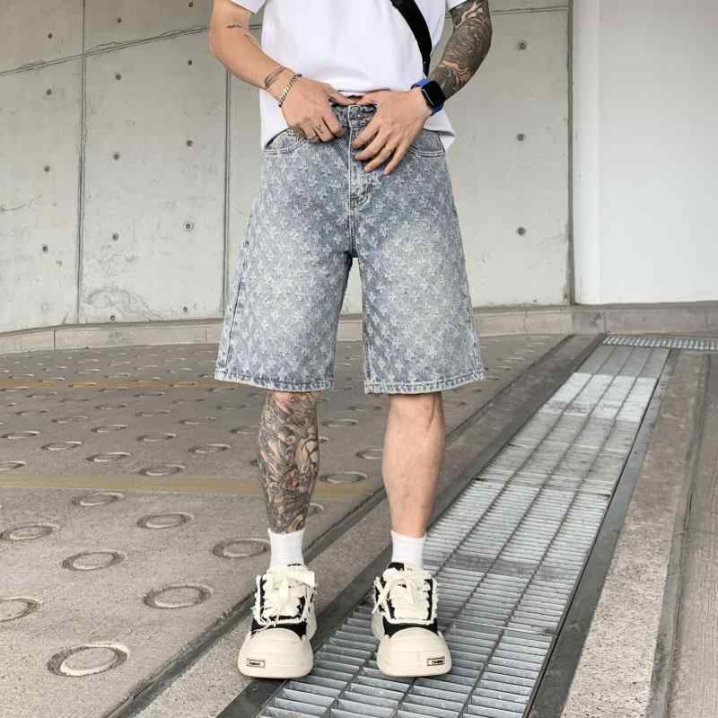 デニム メンズ ショートパンツ ゆったり ストレート ハーフパンツ 男性用 コットン ジーパン 半ズボン 短パン 5分丈パンツ カジュアル アメカジ ブルージーンズ 黒 白 春夏