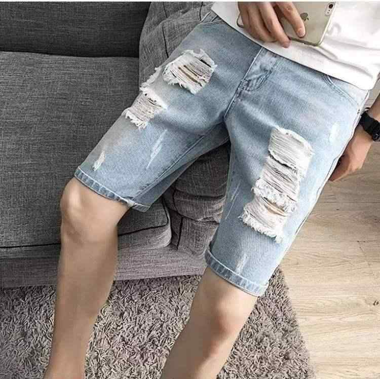 デニム メンズ ハーフパンツ ダメージ加工 スリムフィット 薄手 ジーンズ 男性用 アメカジ ウォッシュ加工 5分丈 ジーパン ズボン ボトムス 普段使い