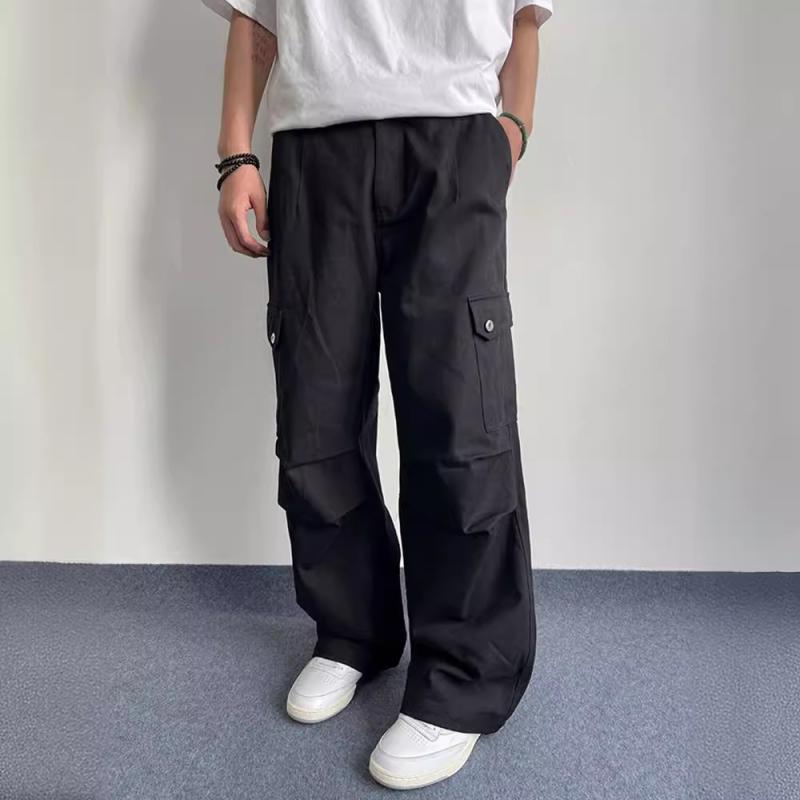 カーゴパンツ 男性用 大理石柄 ストレート ゆったり ワイドレッグ パラシュートパンツ ボトムス カジュアルパンツ ミリタリー 秋