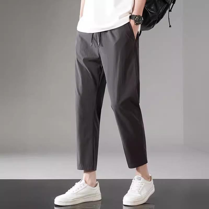 パンツ メンズ 9分丈パンツ 男性用 接触冷感 ストレッチ テーパードパンツ イージーパンツ ルームウェア 部屋着 薄手 無地 ブラック グレー カーキ 大きいサイズ