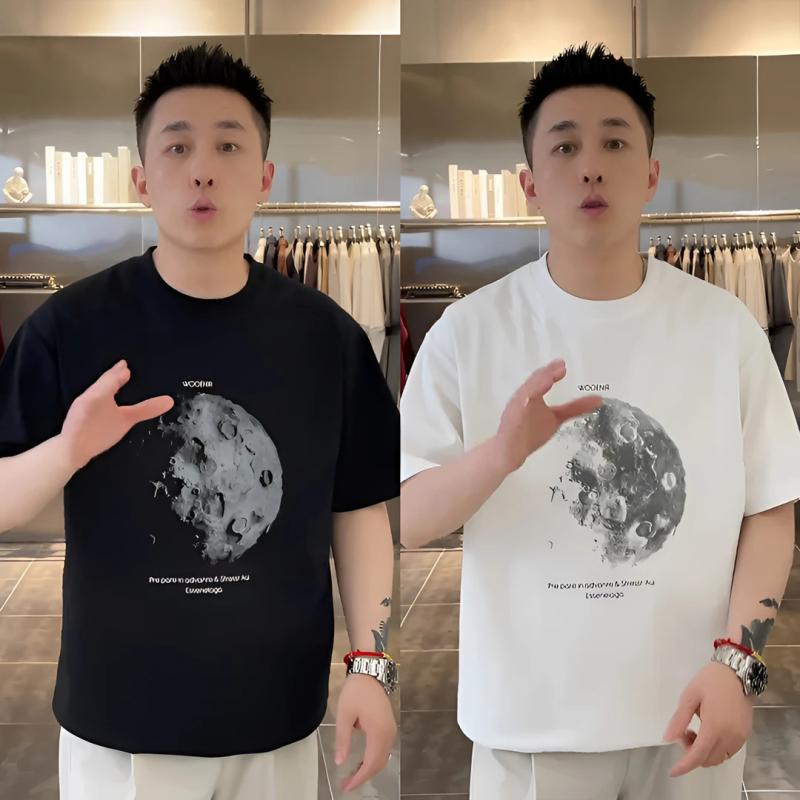 Tシャツ 男性用 半袖 プリントTシャツ ポリエステル ?松 通気性 ブラック ホワイト