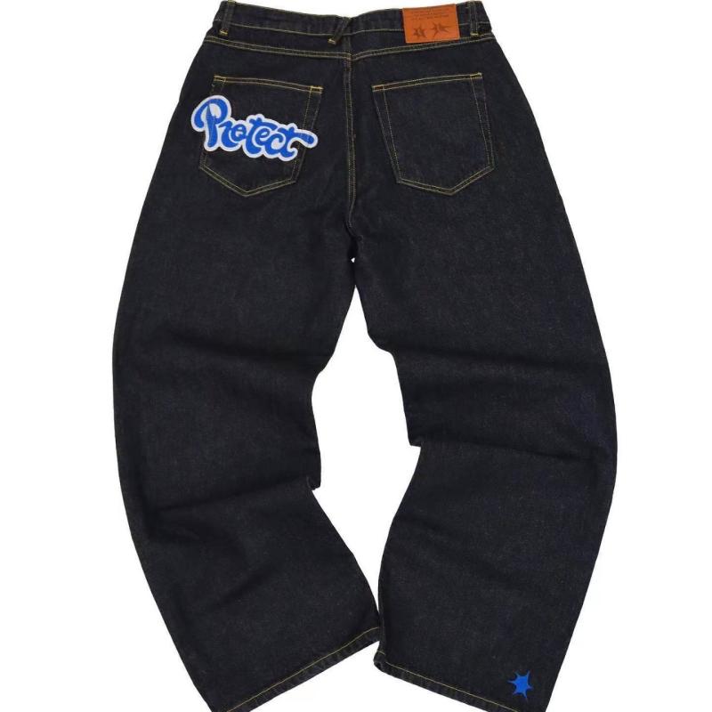 ジーンズ メンズ ストレート デニムパンツ ブラック 黒 パンツ コットン 綿 ヒップホップ ウォッシュド加工 プリント カジュアル 普段使い