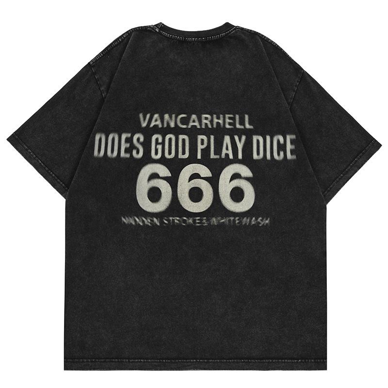 Tシャツ 男性用 ストリート オーバーサイズ ドロップショルダー 綿 プリント クルーネック 半袖 カットソー