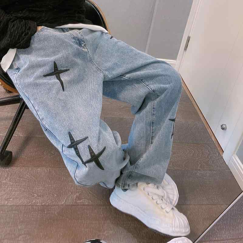 ジーンズ メンズ ストレート ルーズ 9分丈パンツ ワイドレッグ カジュアル デニムパンツ 春秋 ウォッシュ加工 ポケット
