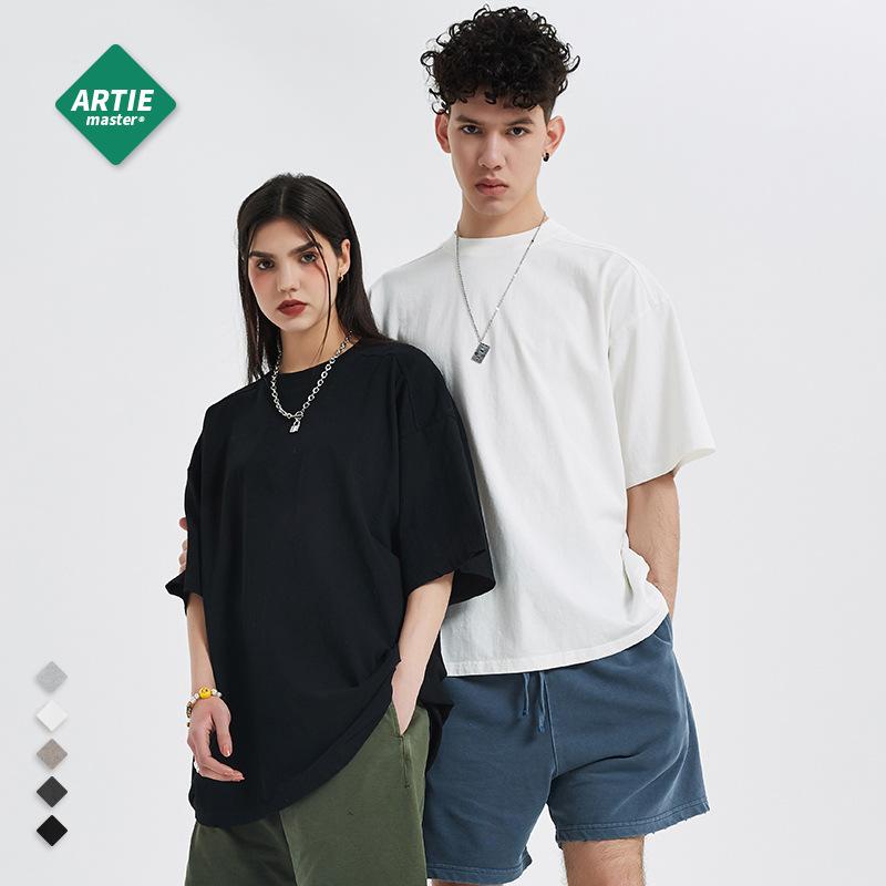 Tシャツ メンズ 男性用 高街 コットン Tシャツ 250g 絞り染め ウォッシュ加工 古着風 ビッグシルエット ドロップショルダー 半袖Tシャツ カットソー トップス カジュアル