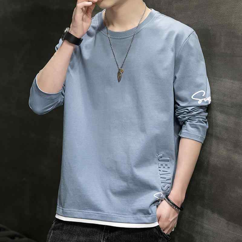 Tシャツ メンズ 男性用 長袖 トップス 春秋 コットン 綿 無地 ゆったり 大きめサイズ インナー カジュアル