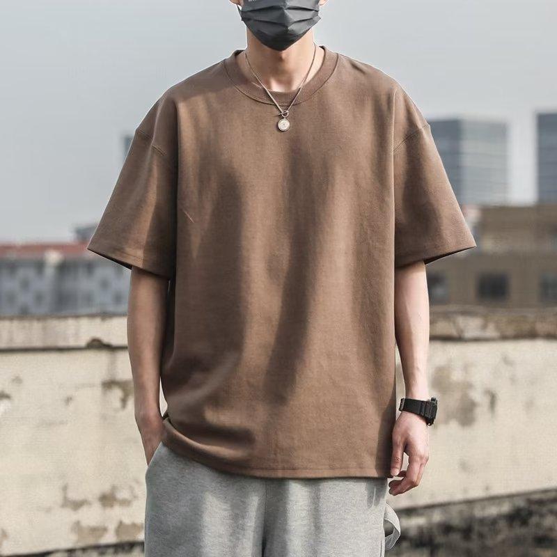 Tシャツ メンズ 半袖 コットン トップス 無地 ルーズフィット クルーネック カットソー 部屋着 普段使い 白 黒 灰色 春夏