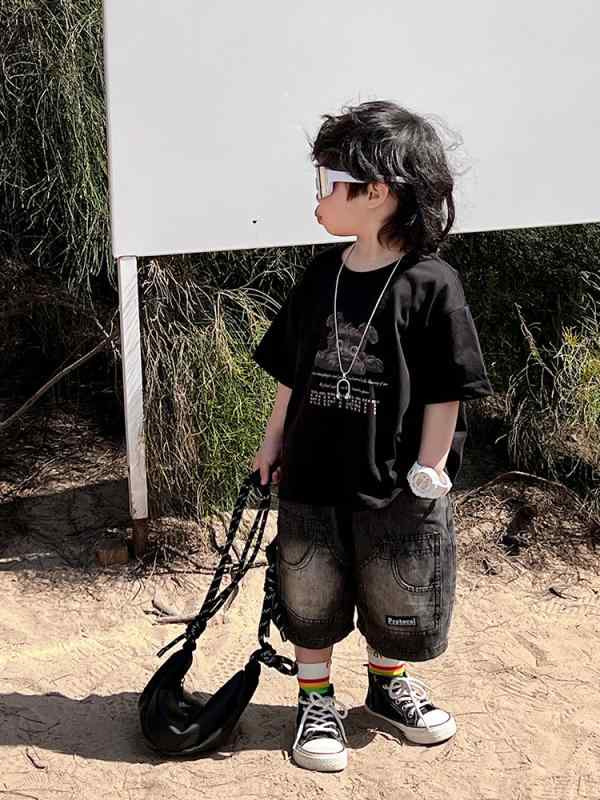 子供服 Tシャツ 男の子 半袖 トップス キッズ ゆったり かわいい コットン カートゥーン プリント ブラック 吸湿速乾 80 90 100 110 120 130 140