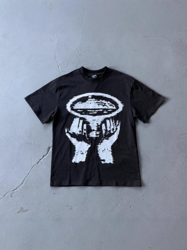 Tシャツ 男性用 半袖 コットン トップス ・矯hop ゆったり プリント 黒 白