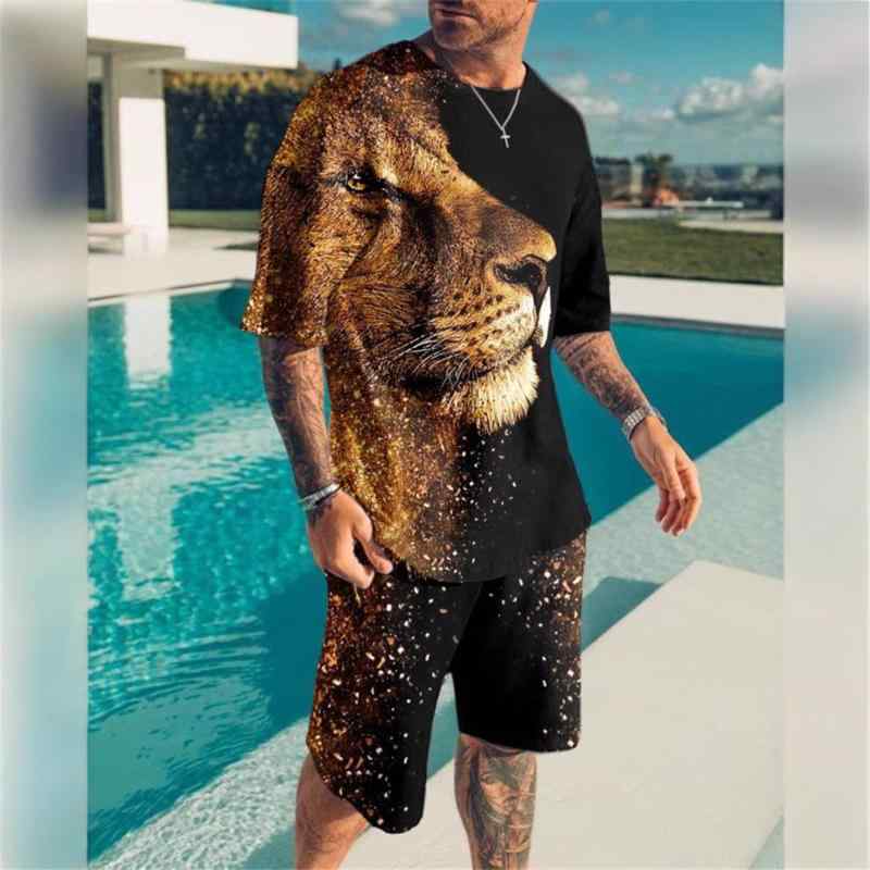 Tシャツ 男性用 スポーツウェア 上下セット カジュアル 大きいサイズ ポリエステル混紡 半袖 春夏 普段使い 部屋着 アフリカ ヨーロッパ 南米 東南アジア 北米